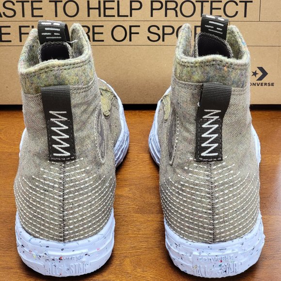 Converse Mens CTAS Crater Hi Canvas Renew 169417C Yellow/Carbon Jasper - Picture 4 of 13